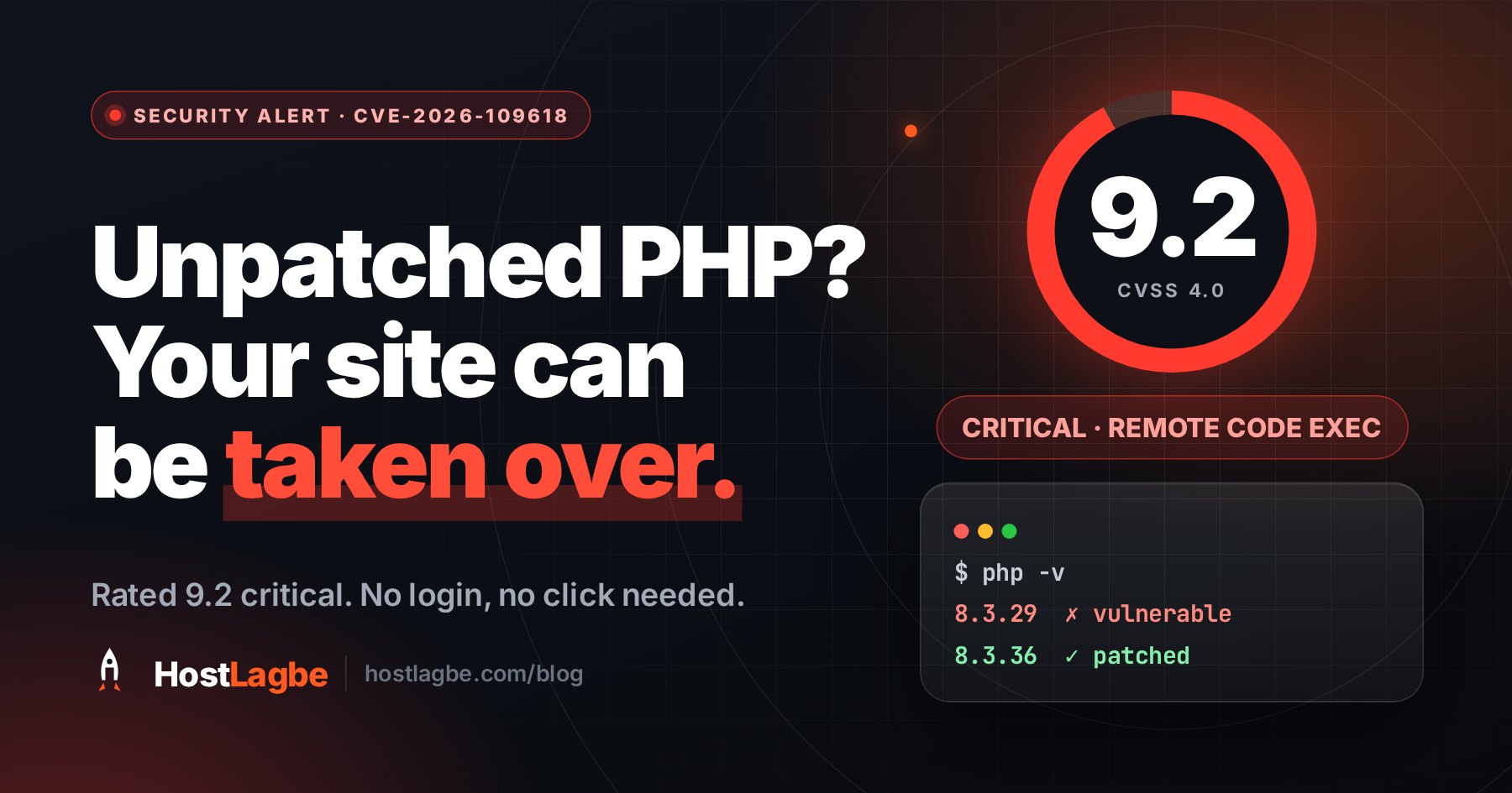 PHP CVE-2026-109618 and CVE-2026-109619: what the critical patch means for your site